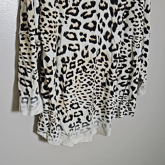 Multiples Animal Print Rough Hem Top Sz Large - Picture 8 of 10
